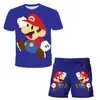 Patrón de impresión digital 3D de trabajador con gorra roja temático de videojuegos, ropa unisex para niños, conjunto casual de dos piezas de dibujos animados