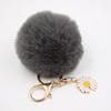 Venta Caliente Llavero Colgante Bola de Pelo de Margarita Moda para Mujer Bolso Felpa Monedero Coche Colgante Girasol