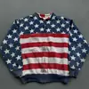Design Estilo Hip-Hop de Rua Americano com Estampa de Bandeira Vintage Outono e Inverno Solta Unissex Jaqueta Moletom Ins