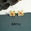 Brincos Vietnamitas Banheados a Ouro da Moda com Desenhos de Cruz, Vajra e Trevo de Quatro Folhas, Joias Exquisitas e Duradouras