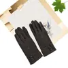 Luvas de Ciclismo Quentes de Lã para Inverno Luvas Sem Lã Luvas para Tela Sensível ao Toque Luvas de Ciclismo Femininas de Três Botões Sem Lã