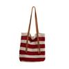 Moda Urbana Tejida Rayada Bolso Tipo Cubo Gran Capacidad Combinable Bolso de Hombro 2025 Verano Popular Bolso de Mujer