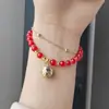Pulsera de Súper Valor Cristal Carmesí Dulce Rima Serie Floral Estilo Palacio Rojo Sueño Puesto de Mercado Nocturno Regalo Pulsera para Novia
