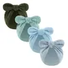 Chapéu para Bebês Meninas de 0-24 Meses com Laço Grande, Adequado para Recém-Nascidos e Crianças Pequenas, Conjunto de Touca de Banho e Luvas