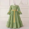 Vestido de Manga Larga de Amazon Vestido de Princesa Elástico en Cuatro Direcciones Estampado Vestido Festivo Disfraz de Performance Infantil