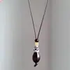 Estilo Dinheiro Velho Estilo Chinês! Colar com Pingente Marrom para Mulheres, Corrente de Clavícula de Luxo de Alto Padrão, Acessório Longo de Verão