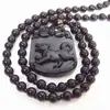 Directo de fábrica collar con colgante de obsidiana sintética cadena para suéter largo signo zodiacal perro hombres y mujeres 12 signos zodiacales año de nacimiento