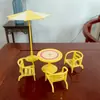 Guarda-Sol de Exterior Simulado Conjunto de Mesa e Cadeiras Brinquedos de Praia Decorações de Cena de Faz de Conta para Crianças Modelo de Casa de Bonecas