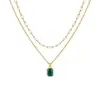 Collar de Piedra de Nacimiento de Moda Transfronteriza Europea y Americana con Elegante Cadena de Clip de Papel en Capas Joya Colgante Regalo de Vacaciones para Mujeres