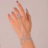 Pulsera de Dedo de Mariposa con Diamantes Completos Explosiones Transfronterizas Pulsera de Mano de Pedrería Ajustable Multicapa Sentido Avanzado Europeo y Americano