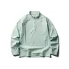 Yidao Vintage 2026 Outono Nova Série Montanha Outdoor Cor Blocada Secagem Rápida Meio Zíper Gola Redonda Esportiva Solta Manga Longa Camiseta
