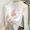 Ropa interior base con forro polar para niñas, nueva colección otoño/invierno 2026, estilo coreano, moderna, para niños mayores, cuello semi-alto, camiseta de manga larga con forro polar