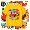 Camiseta de Verano de Algodón con Mangas Cortas de Carreras para Niños Rayo McQueen, Top Elegante para Niños Pequeños
