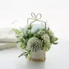 Juego de Flores Artificiales Nórdicas Florero Dorado de Cerámica Planta Simulada Rosa Maceta Decoración para el Hogar Falsa