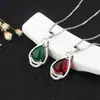 Nuevo Colgante Chapado en Plata Calcedonia Verde Étnica Cadena de Clavícula Ágata Verde Diamante Regalo del Día de la Madre Joyería