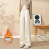Pantalones Rectos de Cintura Alta para Mujer, Chenilla Suave, Amigables con la Piel y Cómodos, Nuevo Estilo Primavera y Otoño, Pantalones Casuales Cálidos y Amigables con la Piel para Mujeres Altas