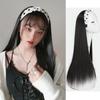 Fábrica em estoque peruca feminina longa e reta faixa de cabelo integrada alta temperatura seda meia cabeça capa nova rede vermelha cabelo longo uma geração de cabelo