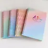 Caderno A5 Espiral Duplo, Novo Material Transfronteiriço com Glitter e Materiais Brilhantes, Capa de PP Impermeável Portátil com Espiral de Ferro e Impressão UV