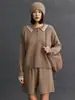 Polo de Cachemira para Mujer con Cuello de Polo Moda Casual Simple Estilo Preppy Versátil Tejido de Cachemira Otoño e Invierno Nuevos Tejidos