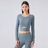 Outono Novos Esportes Camiseta de manga comprida com almofada no peito Curta Corrida Ao Ar Livre Slim Yoga Top Feminino S2032