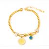 Joyería nueva transfronteriza europea y americana color epoxi pegajoso Diamante colgante de gota de agua pulsera acero de titanio pegajoso agua pulsera que no se decolora para mujer