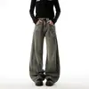 Jeans de Cintura Alta com Barra Curva, Patchwork 3D e Listras Laterais, Novo Estilo Primavera/Verão 2026, Corte Solto de Alta Qualidade, Tamanho Plus Size, Calça Longa para Adolescentes