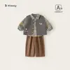 Ropa para Niños Bangxuan Camisa a Cuadros para Niños Conjunto Estilo Otoño Chaleco Pantalones Casuales Ropa para Niños Tacto de Algodón Conjunto de Tres Piezas para Niños
