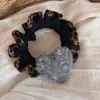 Diadema de Encaje con Estampado de Leopardo y Corazón para Mujer, Cuerda para el Cabello de Fieltro de Lana de Alta Gama, Banda Elástica de Alta Elasticidad, Accesorio para el Cabello para Mujer