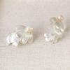 Pendientes Suaves de Montaña Soma Suaves de Tres Capas Flor de Cuatro Pétalos Petalo Plata Cepillada Perla de Agua Dulce Nicho Elegantes Versátiles Estilo Nacional