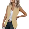 Blazer Elegante Sin Mangas Primavera y Otoño 2026 Amazon Color Sólido Cuello de Solapa Cárdigan Holgado Traje de Oficina para Mujer