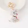 Llavero Colgante de Metal con Forma de Perro y Campana, Colgante de Animalito Cachorro con Gota de Aceite y Diamantes, Colgante de Moda para Bolso, Regalo, Venta al Por Mayor