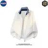 Jaqueta com Capuz de Manga Longa Listrada de Alta Qualidade da Marca NASA para Homens Outono Casual Solta Top Outerwear