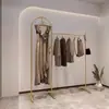 Expositor de Chão para Loja de Roupas, Expositor Combinado para Pendurar na Frente e na Lateral, Expositor para Loja de Roupas Femininas