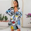 Populares 2025 Europeos y Americanos Amazon Transfronterizos Moda Estampada Tops y Camisas de Longitud Media Sueltas Casuales