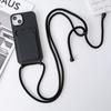 Estuche para tarjetas de una pieza con cordón diagonal para iPhone 15 Pro Max, funda protectora de silicona de color para teléfono móvil Apple 14