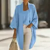 Conjunto de Cardigan e Colete de Linho Duas Peças para Mulheres, Cruzamento Europeu e Americano, Site Independente da Amazon, Casual, para o Trabalho, Versátil, Caimento Solto