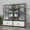 Partición Calada de Hierro Nuevo Estante de Almacenamiento Mampara de Entrada Estantería Gabinete Decorativo de Oficina de Pie Vitrina Multicapa