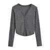 Cardigan Blusa Protetor Solar Fino Macio Ceroso Seda de Gelo para Mulheres Outono Inicial 2023 Novo Manga Longa Ombro Inclinado Sexy Jaqueta Top