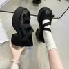 Sapatos Mary Jane Retro com Fivela, Solado Grosso e Confortáveis, Femininos 2026 Outono, Tira Única, Salto Alto, Aumentadores de Altura, Sapatos Pequenos de Couro, Sapatos Únicos