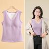 Chaleco de Terciopelo Cálido y Engrosado para Mujer en Otoño e Invierno Estilo Nuevo con Almohadillas en el Pecho, Cuello en V de Encaje Camiseta Básica de Tirantes para Mujer