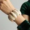 Pulsera Ancha Retro Europea y Americana Elástica de Resina Empalmada con Banda Elástica de Ámbar Degradado, Joyería Sencilla y Versátil para Mujer al por Mayor