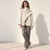 Outono/Inverno 2026 Estilo Coreano Casaco Feminino Petite Jaqueta Curta Gola de Lã Alpaca Tweed Casaco com Gola Casaco de Lã Elegante
