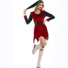 Novo Traje de Elfo de Natal Feminino para Festa Bar Melhorador de Atmosfera Natalina Roupa de Feriado Feminina Multi-Tamanho