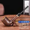 Cachimbo Feito à Mão Cachimbo de Madeira Maciça Cachimbo com Grão de Madeira de Urze Cachimbo com Filtro Estilo Antigo Retrô Bolsa para Tabaco Cachimbo Masculino Cachimbo