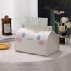 Cubierta de pañuelos de escritorio caja de pañuelos para dormitorio caja de pañuelos para dormitorio sala de estar coche caricatura lindo perro Yugui caja de pañuelos blanca