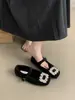 Elegantes zapatos Mary Jane para mujer, con un diseño de estilo francés, punta cuadrada, adornos de pedrería y un forro afelpado de imitación piel, perfectos para el invierno.