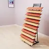 Estante de exhibición de baldosas de piso de madera de hierro estante de baldosas con veta de madera base de línea rodapié patineta 300 estante de exhibición de muestras de baldosas de pared