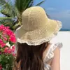 Nuevo Estilo de Verano 2026 Sombrero de Paja Francés para Mujer, Sombrero Transpirable de Encaje Calado para Protección Solar, Sombrero de Playa, Sombrero para el Sol