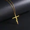 Colar Cruz de Aço Inoxidável Transfronteiriço Pingente Letra Fé Personalidade Hip-Hop Versátil Joia de Aço Titânio
