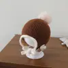 Ins sombrero de bebé súper lindo sombrero de lana para niños pequeños 1-3 años sombrero de punto para bebé sombrero con protección para las orejas para niños otoño e invierno